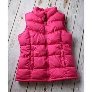Old Navy Puffer Vest Girl XL‎ 14 Pink Quilted Fleece Lined Zip Up Frost Free